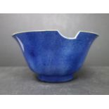 A Chinese porcelain bowl with everted lip in blue monochrome glaze 200 x 100mm high, with visible