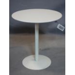 A vintage white painted metal lamp table, H.47 D.41cm