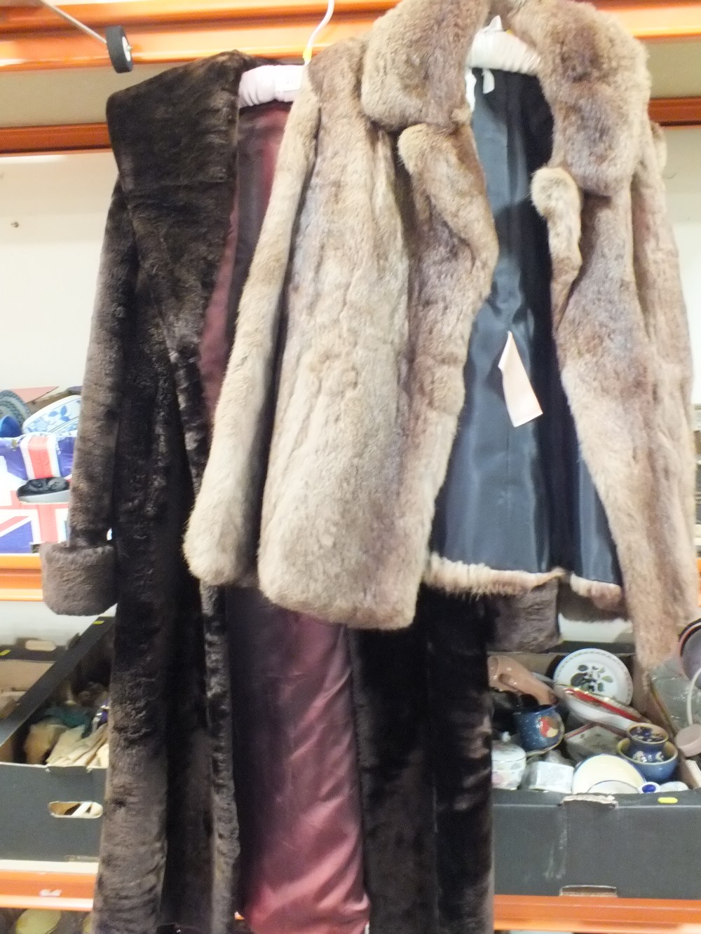 A VINTAGE CONEY FUR JACKET TOGETHER WITH A FUR COAT