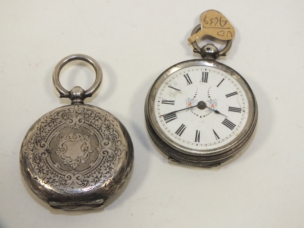TWO ANTIQUE SILVER FOB WATCHES