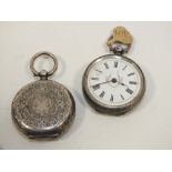 TWO ANTIQUE SILVER FOB WATCHES