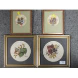 TWO PAIRS OF FRAMED AND GLAZED WATERCOLOURS BY CHRISTINE COLEMAN DEPICTING BUTTERFLIES AND FRUIT