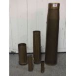 A COLLECTION OF TRENCH ART VASES TALLEST H - 62CM