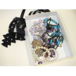 A BOX OF COSTUME JEWELLERY TO INCLUDE BUTLER AND WILSON