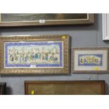 AN EASTERN STYLE FIGURATIVE PAINTING LANDSCAPE WITH CLASSICAL FIGURES IN MICRO MOSAIC STYLE FRAME