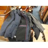A QUANTITY OF ASSORTED CLOTHING TO INCLUDE LEATHER JACKETS, SUIT ETC.
