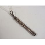 A HALLMARKED SILVER NOVELTY TRUNCHEON FOB