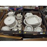 TWO TRAYS OF WEDGWOOD ROSEBERRY TEA AND DINNERWARE