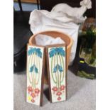 A COLLECTION OF ASSORTED SUNDRIES TO INCLUDE MINTON STYLE MOUNTED TILES, TERRACOTTA BREAD BIN, MONEY