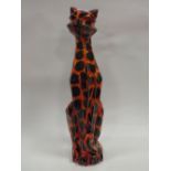 A LARGE ANITA HARRIS ART POTTERY HOT COALS PATTERN CAT FIGURE H - 56CM