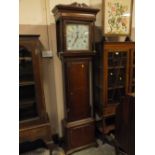 AN ANTIQUE OAK AND MAHOGANY 8 DAY LONGCASE CLOCK BY SAMUEL HAYWOOD - NORTHWICH TWO WEIGHTS H 208 CM
