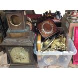 A LARGE QUANTITY OF VINTAGE CLOCK PARTS TO INCLUDE MOUNTS, MOVEMENTS ETC.