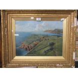 A FRAMED AND GLAZED EARLY 20TH CENTURY SCOTTISH COASTAL SCENE OIL ON CANVAS