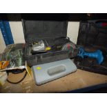 CASED POWERTOOLS ETC TO INCLUDE A CASED DRILL, GRINDER, NAIL GUN