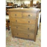 A MODERN LIGHT OAK FIVE DRAWER CHEST OF DRAWERS H 115 W 100 CM