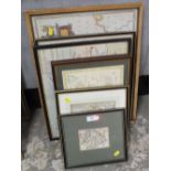 A COLLECTION OF VINTAGE FRAMED AND GLAZED MAPS