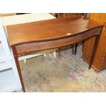 AN EDWARDIAN INLAID MAHOGANY SERPENTINE FRONTED HALL TABLE