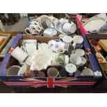 TWO TRAYS OF ASSORTED CERAMICS TO INCLUDE COALPORT, MINTON ETC.