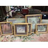 FIVE FRAMED AND GLAZED ARTHUR RACKHAM PRINTS PLUS A W. HEATON COOPER PRINT