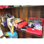 A QUANTITY OF LADIES HANDBAGS, HAIR ACCESSORIES ETC.