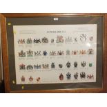 A LARGE FRAMED ' POWERHOUSES ' COATS OF ARMS PRINT - DEPICTING A HISTORY OF THE LARGEST ESTATE/