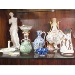 A COLLECTION OF ASSORTED CERAMICS TO INCLUDE DRESDEN, ORIENTAL EXAMPLES ETC
