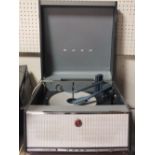 A VINTAGE BUSH MONARCH PORTABLE RECORD PLAYER WITH AMPLIFIER UNIT