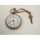 AN ANTIQUE SILVER FUSEE POCKET WATCH