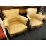 A PAIR OF 1950'S UPHOLSTERED ARMCHAIRS (2)