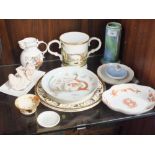 A COLLECTION OF BRITISH AND CONTINENTAL CERAMICS ETC TO INCLUDE A COALPORT IRONBRIDGE LOVING CUP,
