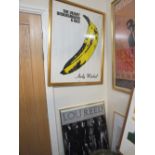 A LARGE FRAMED AND GLAZED VELVET UNDERGROUND & NICO ADVERTISING POSTER TOGETHER WITH A LOU REED