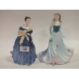 A ROYAL DOULTON 'ADRIENNE' FIGURE TOGETHER WITH A COALPORT 'WITH THANKS' FIGURE