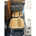 A PAIR OF MODERN INDUSTRIAL TYPE LOW STOOLS (2)