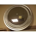 A MODERN SILVER CIRCULAR MIRROR Dia. 84 CM