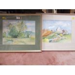TWO FRAMED AND GLAZED WATERCOLOURS, ONE SIGNED M. P. LEVICK