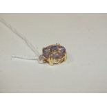A HALLMARKED 9K GOLD ROSE DE FRANCE AMETHYST AND DIAMOND PENDANT, the amethyst is approx 3.23 carats