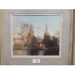 A FRAMED AND GLAZED WATERCOLOUR DEPICTING LICHFIELD CATHEDRAL SIGNED GRAHAM SHIPWAY