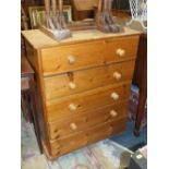 A PINE FIVE DRAWER CHEST A/F