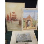 THREE UNFRAMED WATERCOLOURS