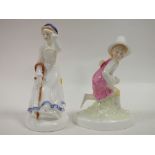 TWO ROYAL DOULTON NURSERY RHYMES COLLECTION FIGURES 'LITTLE BO PEEP' AND 'TOMTOM THE PIPER'S SON'