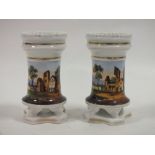 A PAIR OF VINTAGE CONTINENTAL HAND PAINTED VASES