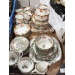 A TRAY OF COALPORT INDIAN TREE AND SUTHERLAND CHINA