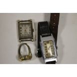 TWO ART DECO WRIST WATCHES TOGETHER WITH A WRIST WATCH