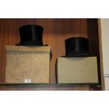 AN AUSTIN REED LTD TOP HAT TOGETHER WITH A CITY CORK HATS COMPANY EXAMPLE