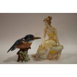 A BESWICK KINGFISHER TOGETHER WITH A ROYAL DOULTON FIGURE HN 4199