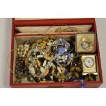 A JEWELLERY BOX AND CONTENTS