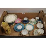 A COLLECTION OF CUPS AND SAUCERS ETC TO INCLUDE A PIERCED TAZZA