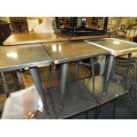 FOUR INDUSTRIAL STYLE METAL BISTRO TABLES H-73 W-60 CM