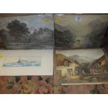 FOUR ASSORTED UNFRAMED WATERCOLOURS