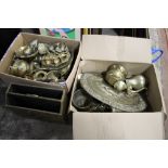 TWO BOXES OF ASSORTED BRASSWARE